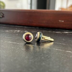 Elegant Gold Red and Green Cufflinks